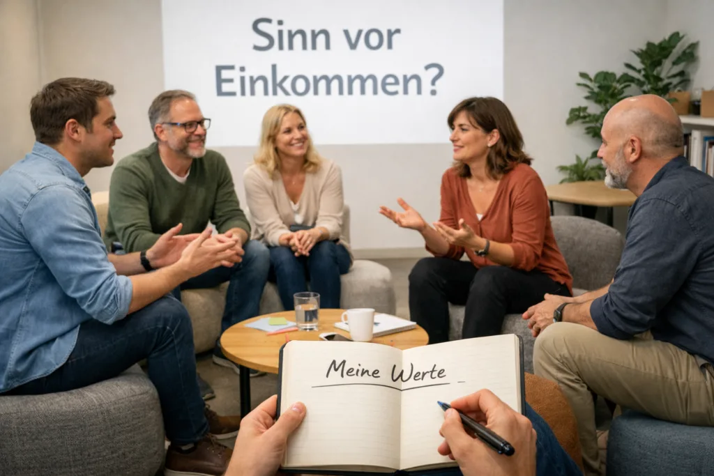 Die Zukunft der Arbeit: Wenn Sinn wichtiger wird als Einkommen (6/8) 1 Team diskutiert über Sinn in der Arbeit über die Zukunft der Arbeit