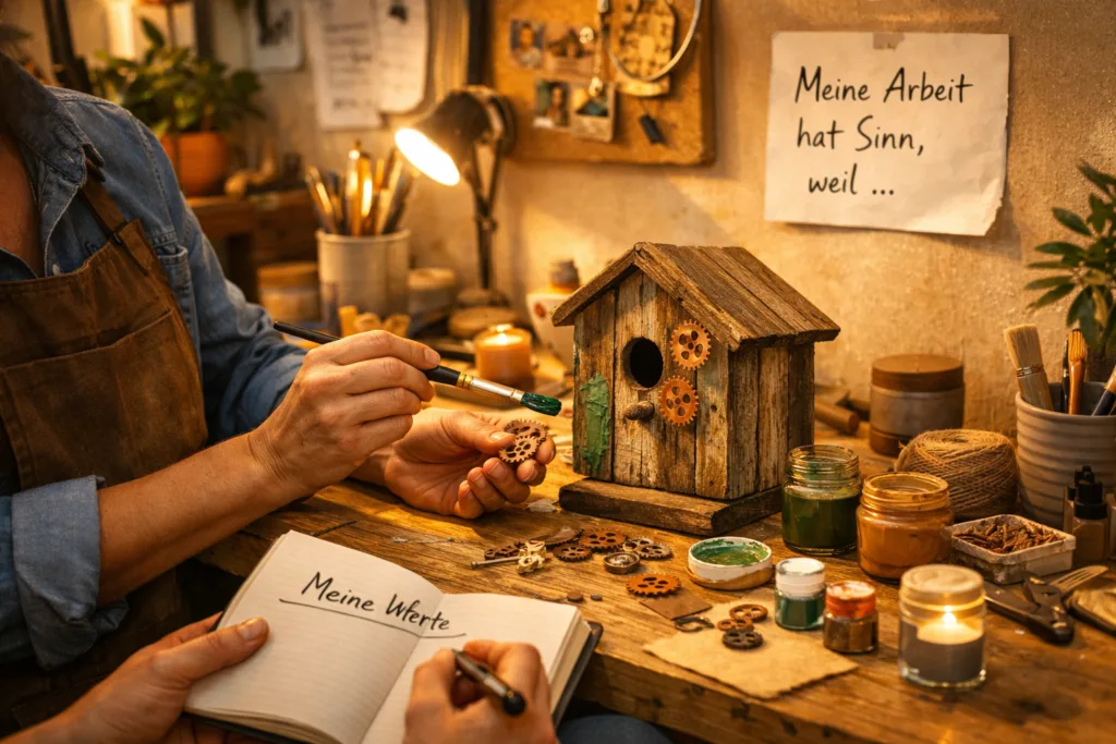 Die Zukunft der Arbeit: Wenn Sinn wichtiger wird als Einkommen (6/8) 2 Person arbeitet an sinnstiftendem Projekt